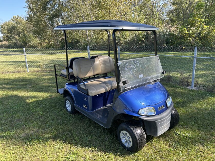 2021 EZ-GO RXV LITHIUM ELECTRIC BLUE GOLF CART, REAR FLIP SEAT, LED LIGHTS, CHARGER, WARRANTY